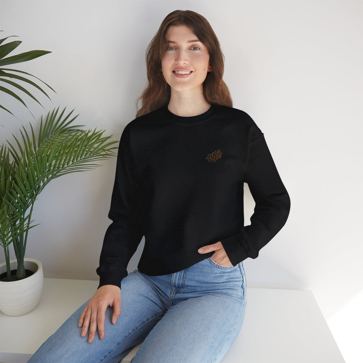 Crewneck Sweatshirt — UME Black Logo All-Over Print