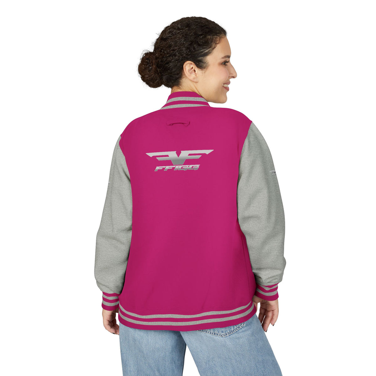 Black and White Varsity Jacket with Winged Logo