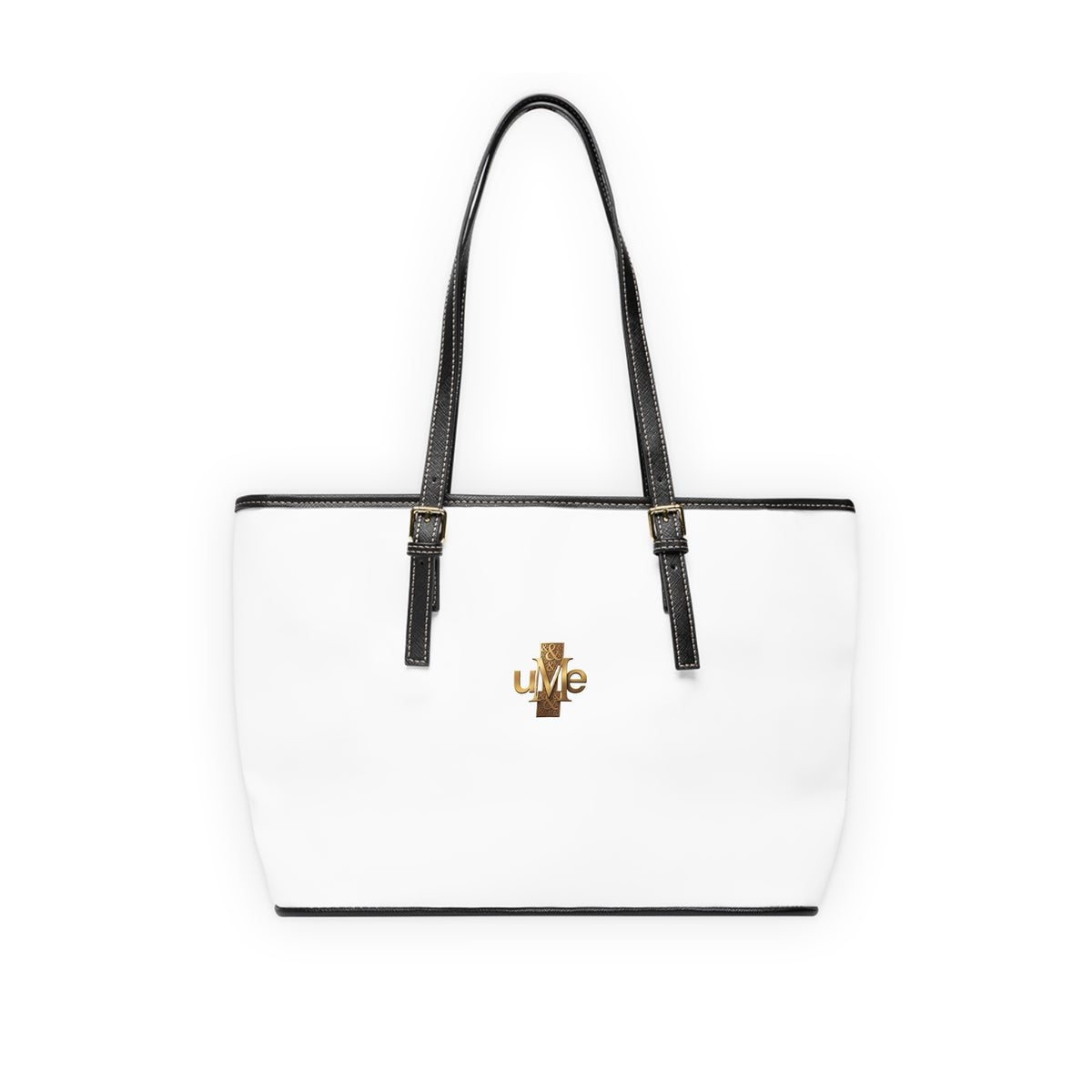 Solid White PU Leather Shoulder Tote — Minimalist Two-Size Handbag