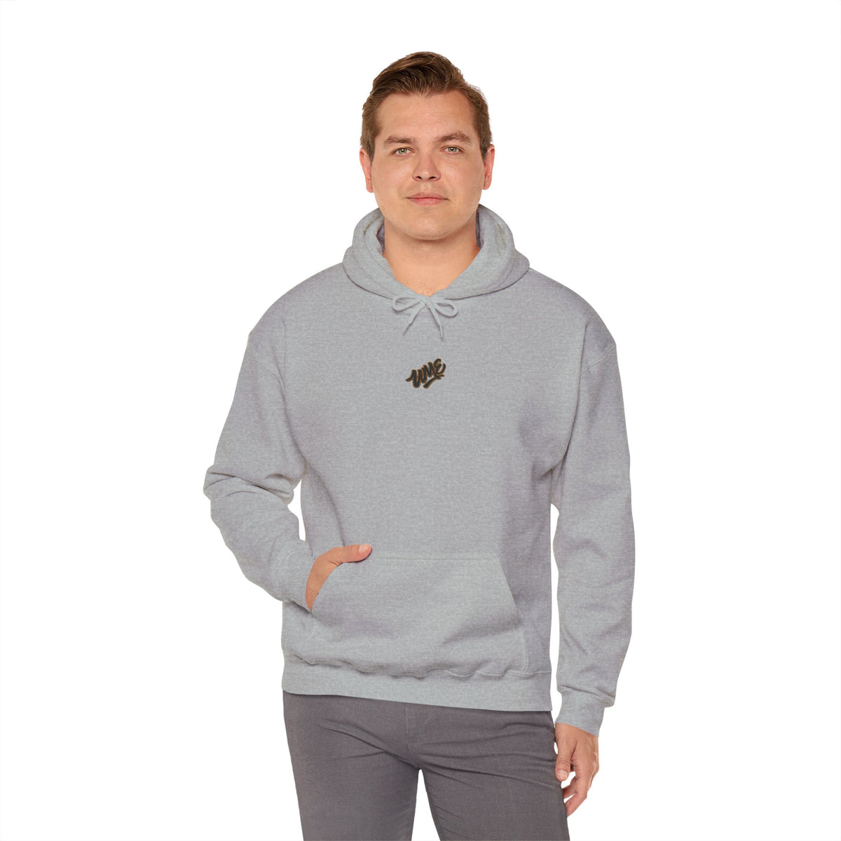 Hoodie — White UME Black Logo All-Over Print