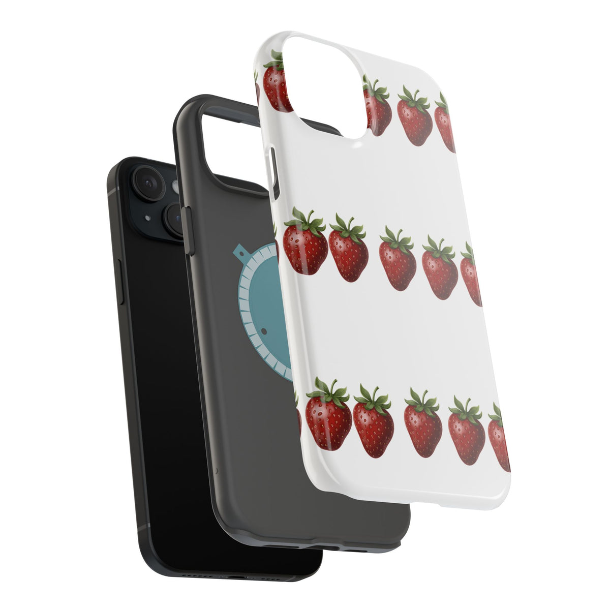 Strawberry Row Phone Case — White MagSafe Magnetic Impact-Resistant Cover