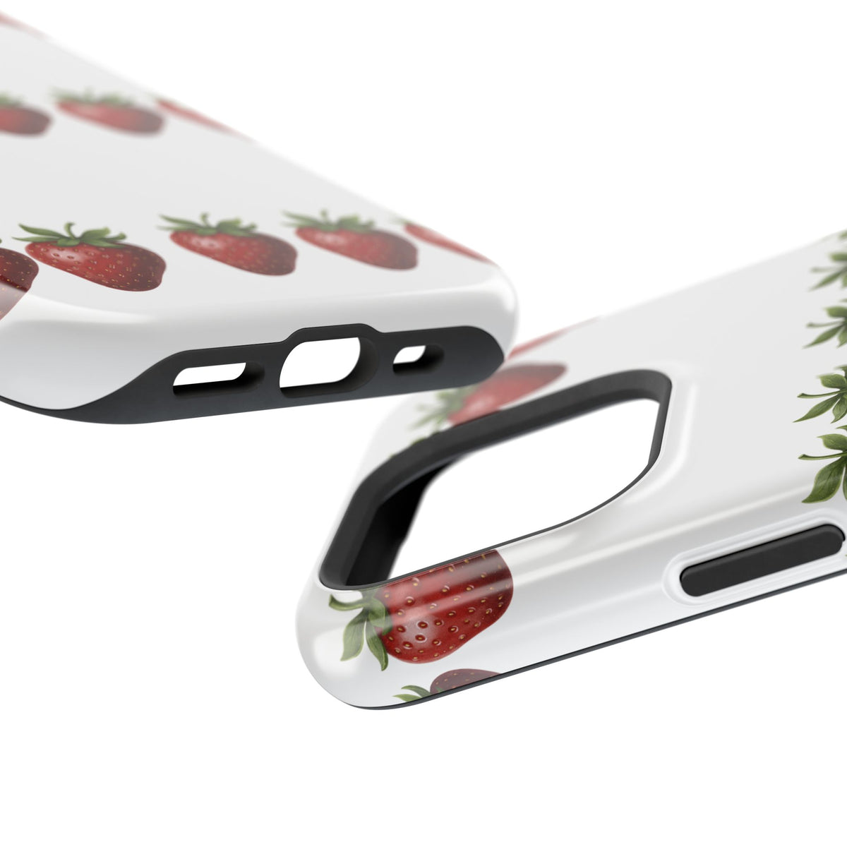 Strawberry Row Phone Case — White MagSafe Magnetic Impact-Resistant Cover