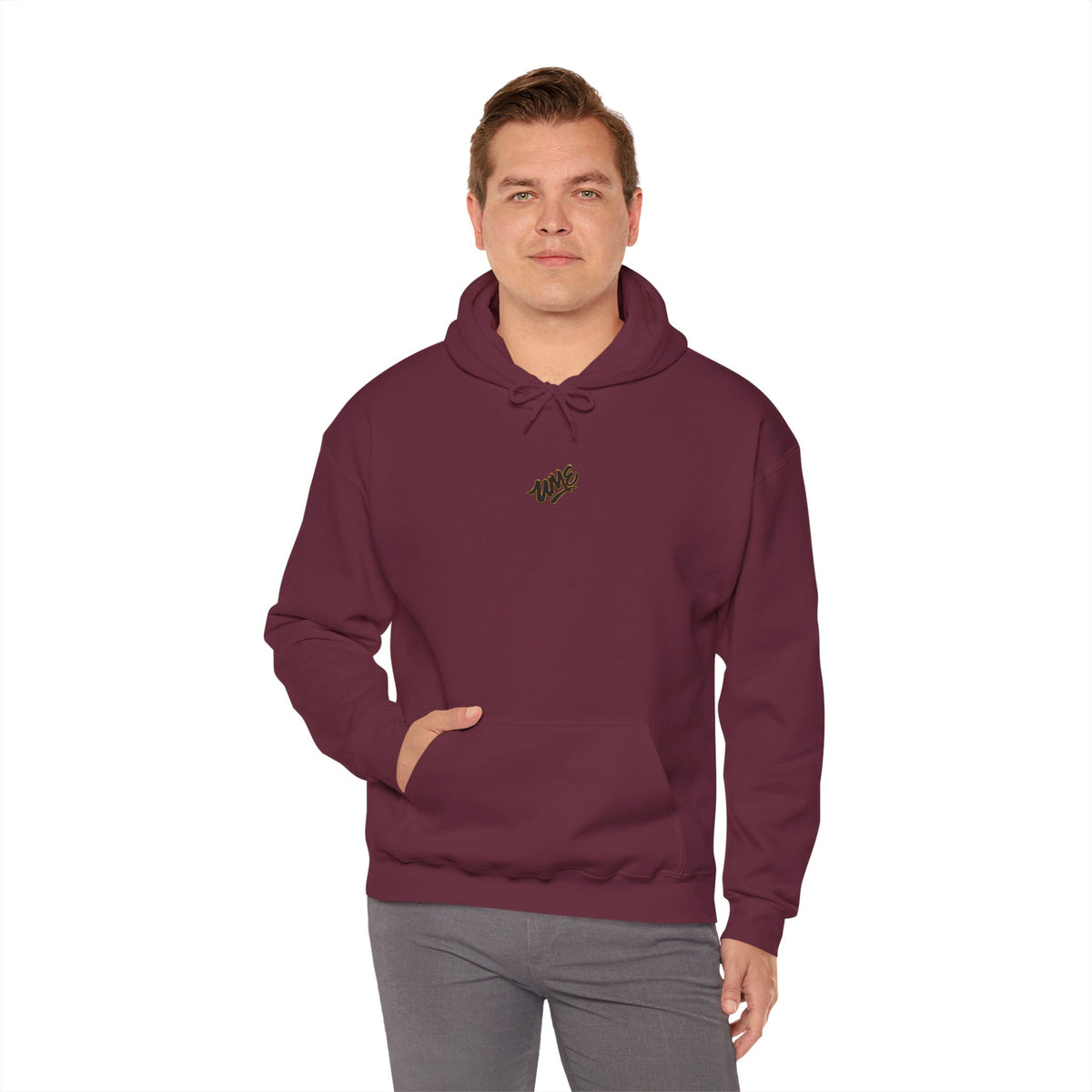 Hoodie — White UME Black Logo All-Over Print