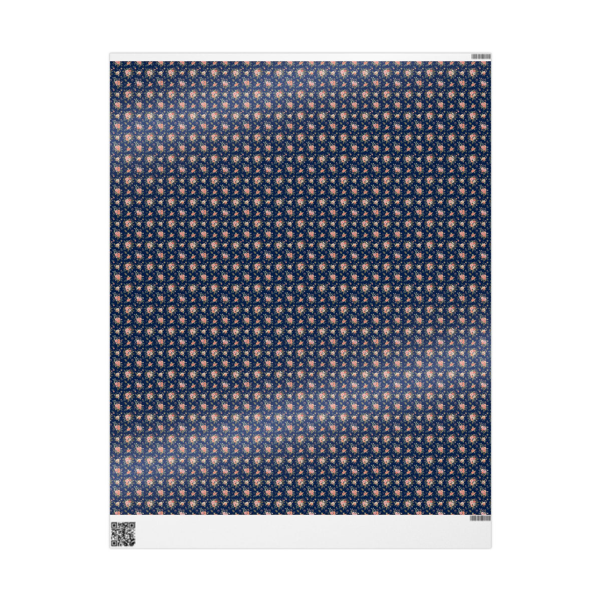 Floral Navy Wrapping Paper Roll — Vintage Rose Gift Wrap for Birthdays & Anniversaries