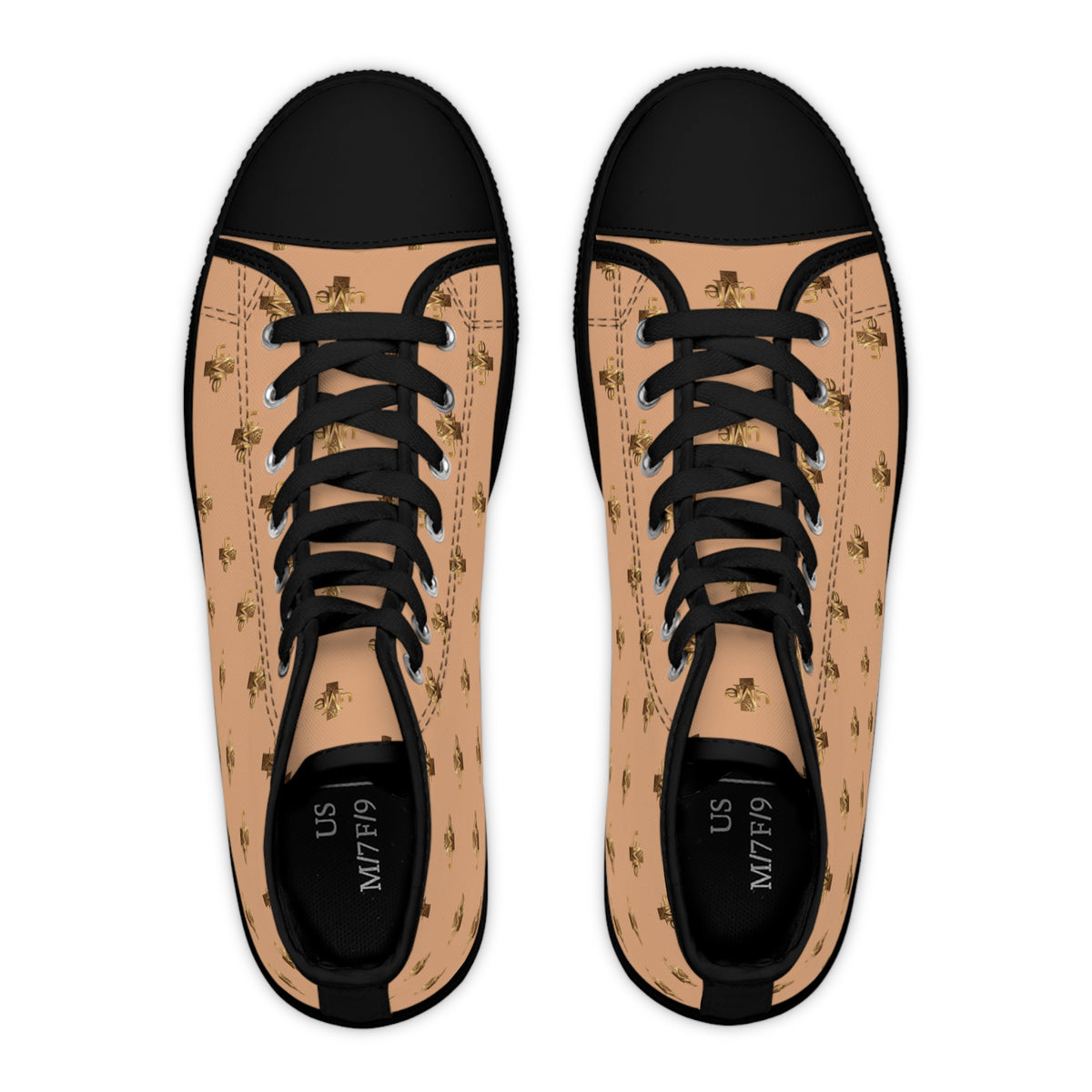 Women’s High-Top Sneakers — Light Peach All-Over Print