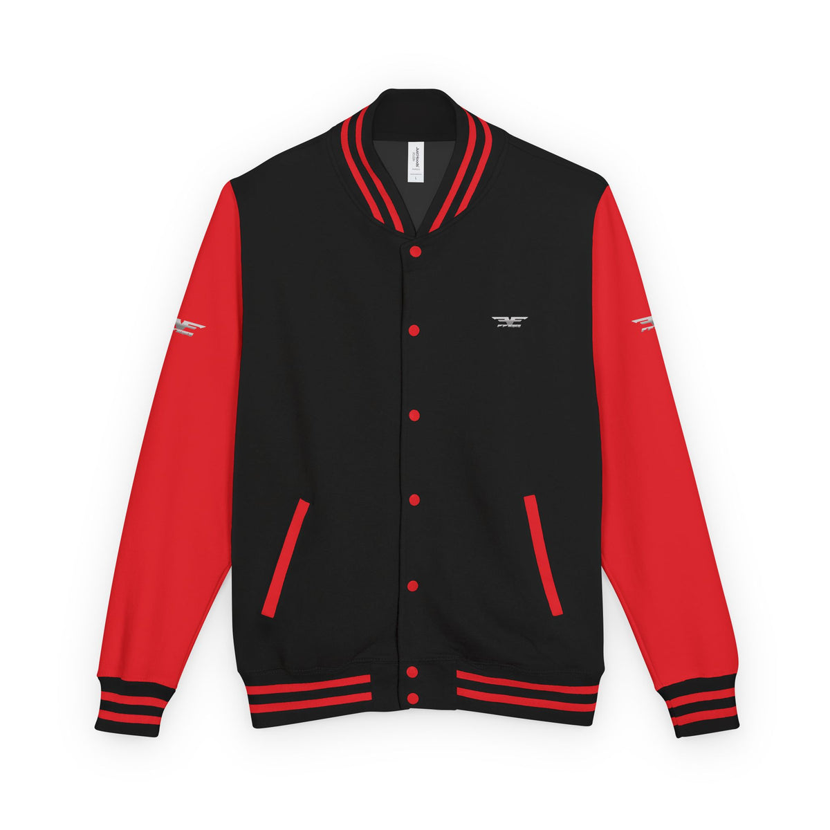 Black and White Varsity Jacket with Winged Logo