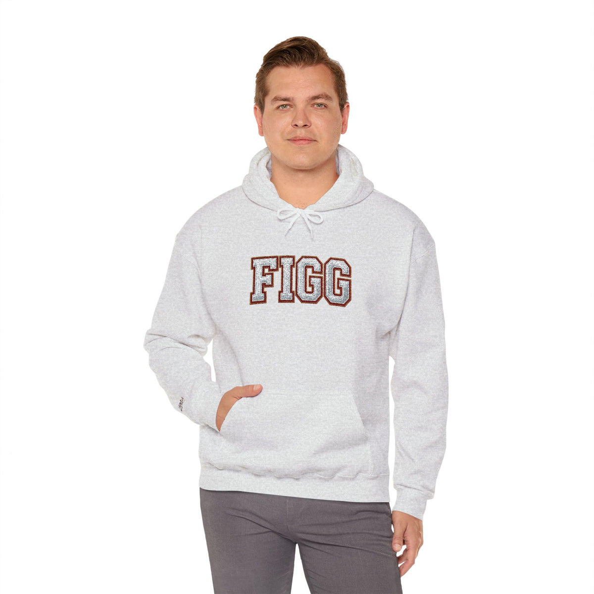 FFiGG Embroidered Varsity Hoodie — White, Black, Grey & More Colors