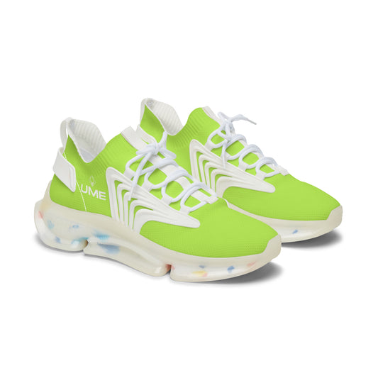 Women's Neon Green UME Mesh Sneakers — High-Energy Graphic Cloud Sole Athletic Shoe