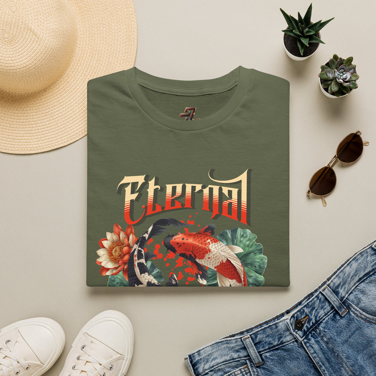 Eternal Waters T‑Shirt — Koi Pond Floral Graphic Tee