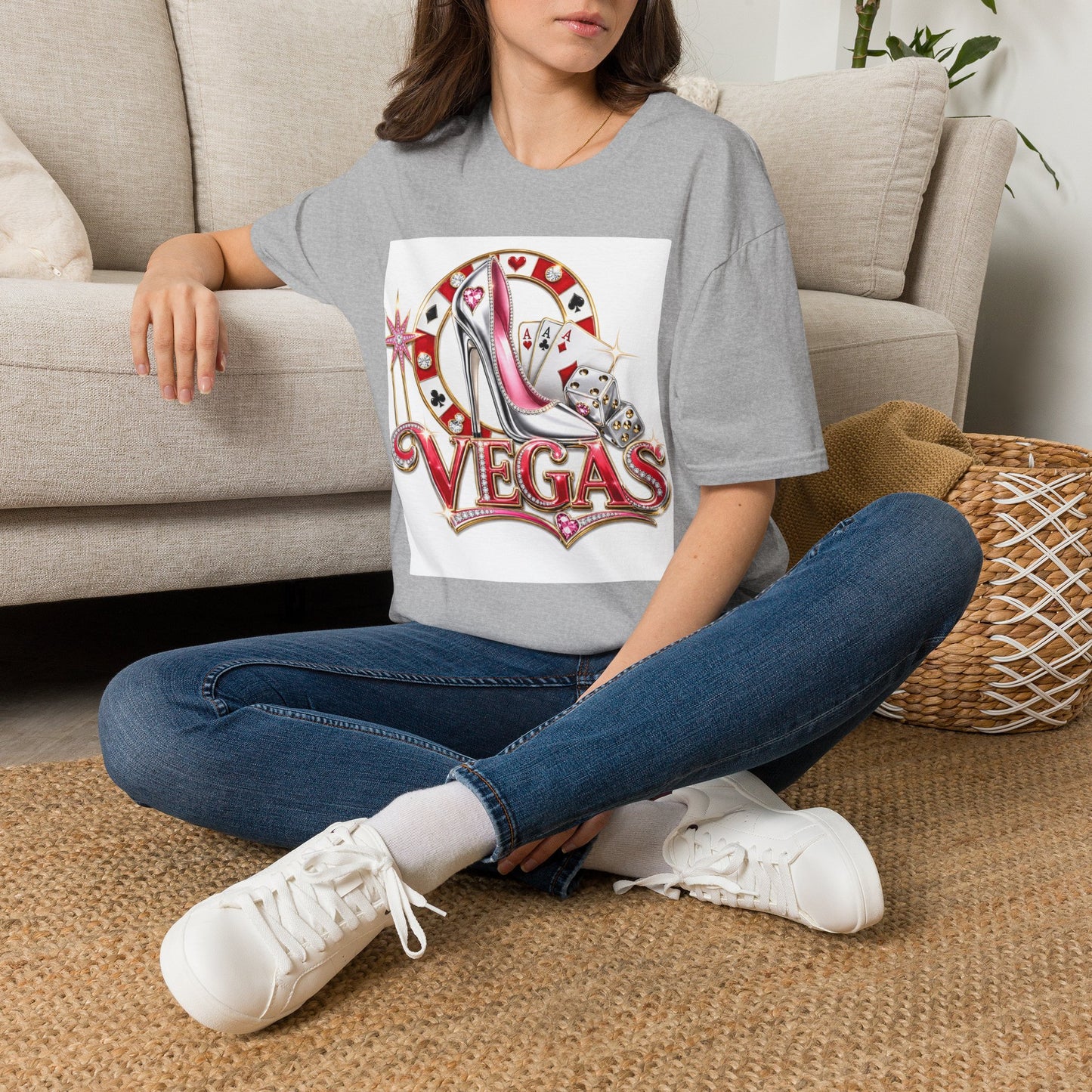 Las Vegas Casino Heels T-Shirt – Retro Vegas Cards & Dice Graphic
