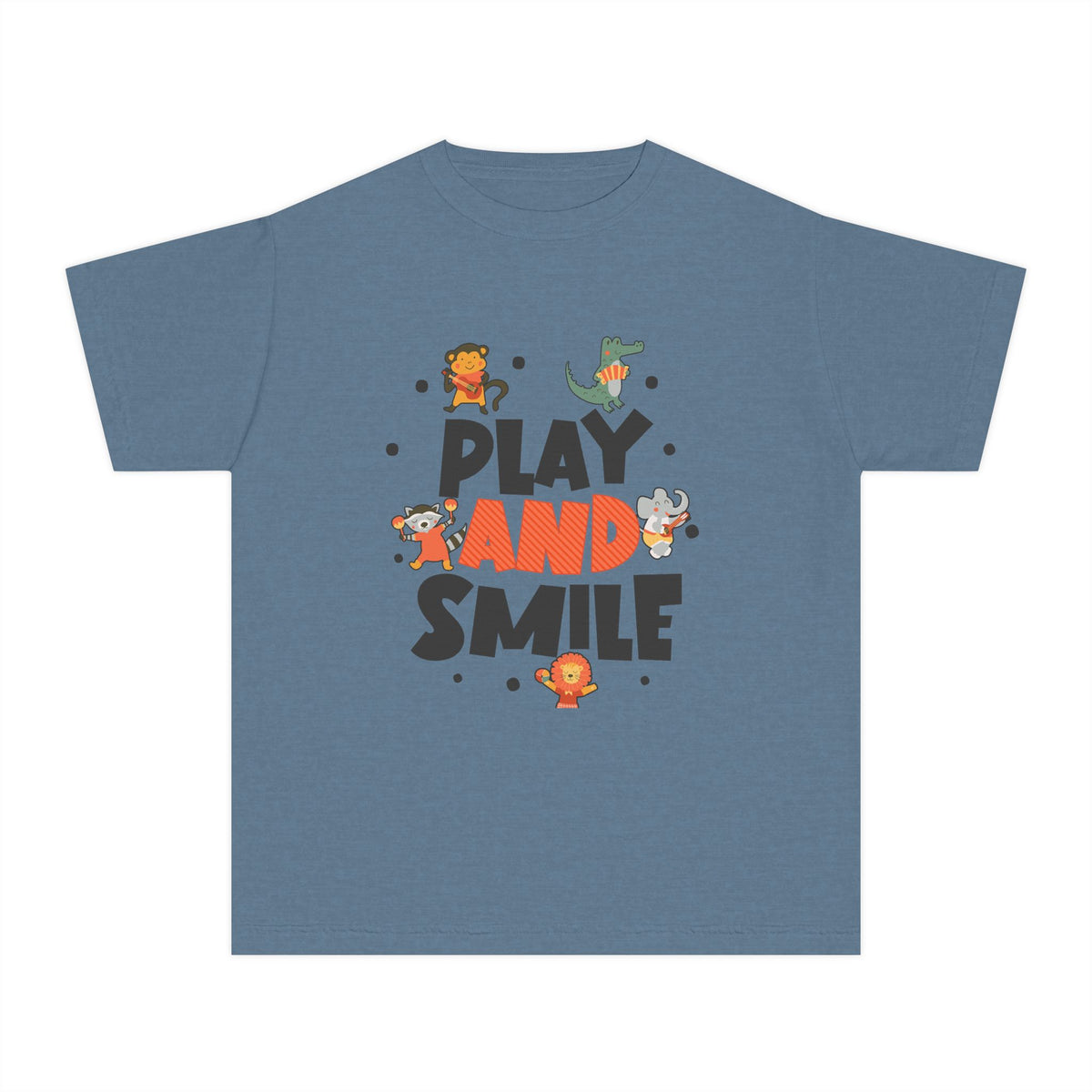 Play and Smile Youth Tee — Cute Animal Playtime Kids T‑Shirt