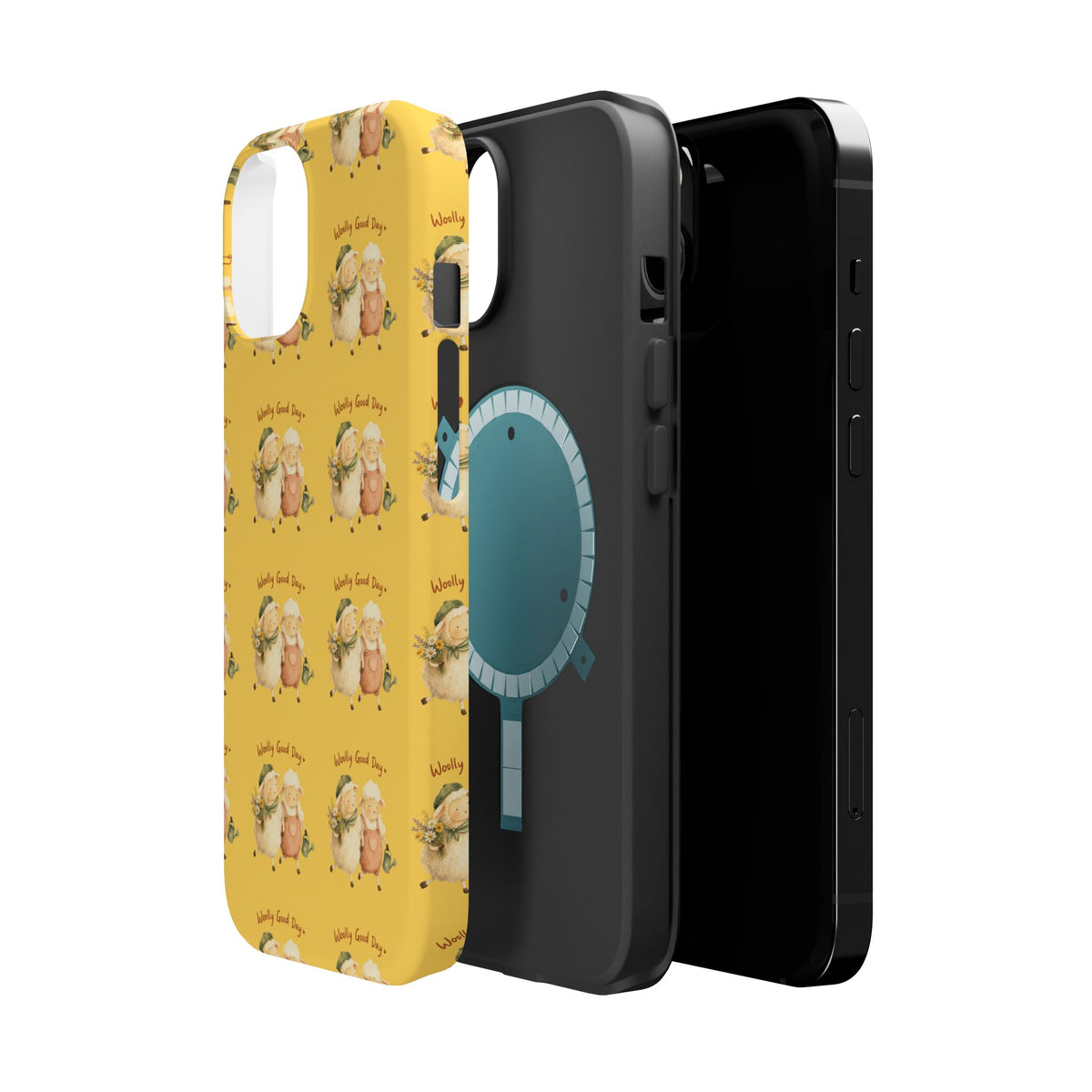 "Woolly Good Day" Phone Case — Yellow Sheep Pattern Magnetic Impact-Resistant Cover