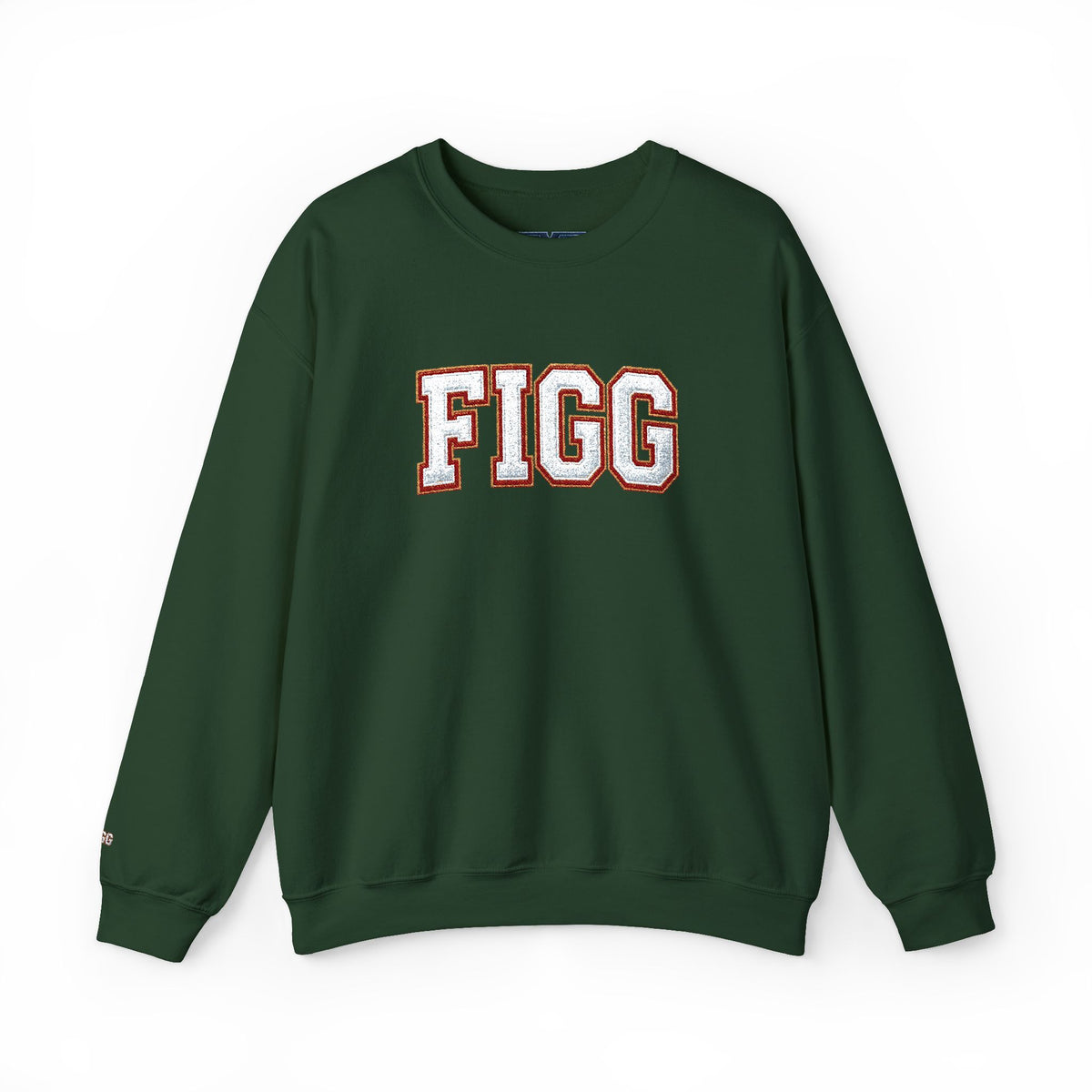 FFiGG Embroidered Collegiate Crewneck — Sport Grey, Black & More Colors