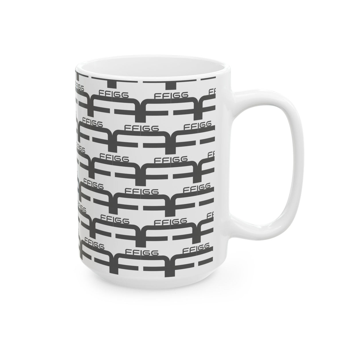 FFiGG Geometric Pattern Ceramic Mug — White