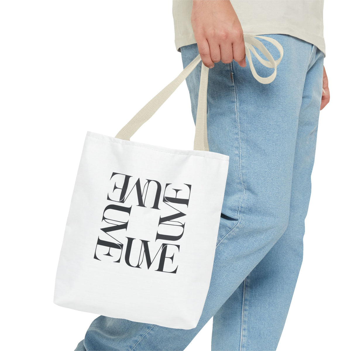 UME Square Typography Tote Bag — White