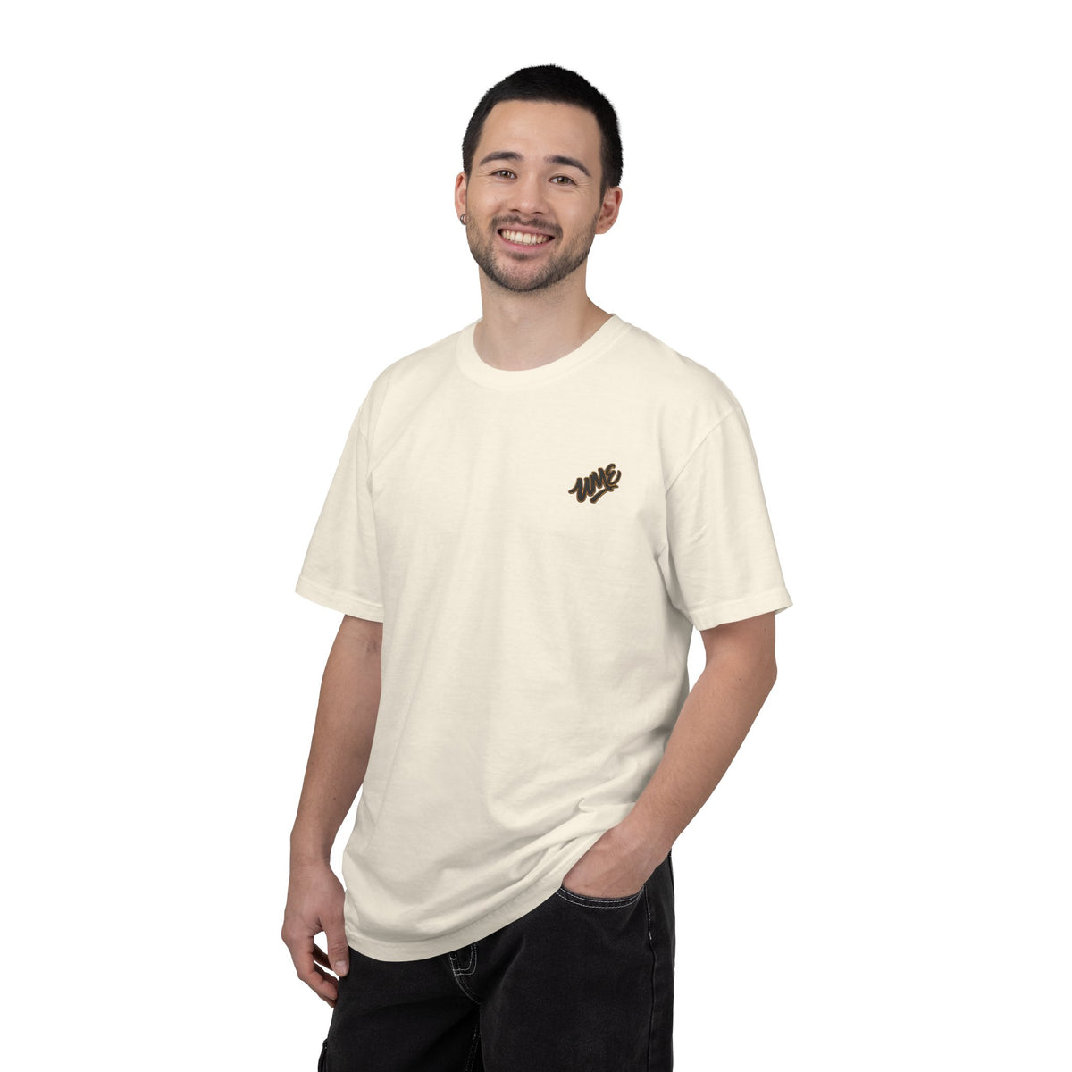 Garment-Dyed Heavyweight Tee — UME Black Logo Front & Back