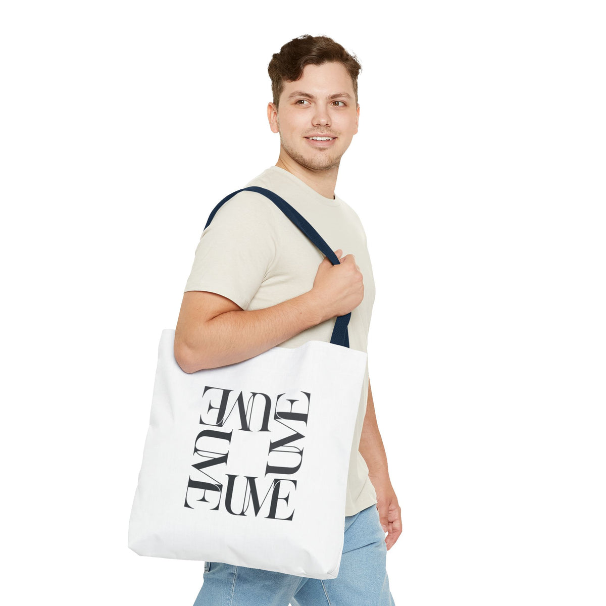 UME Square Typography Tote Bag — White