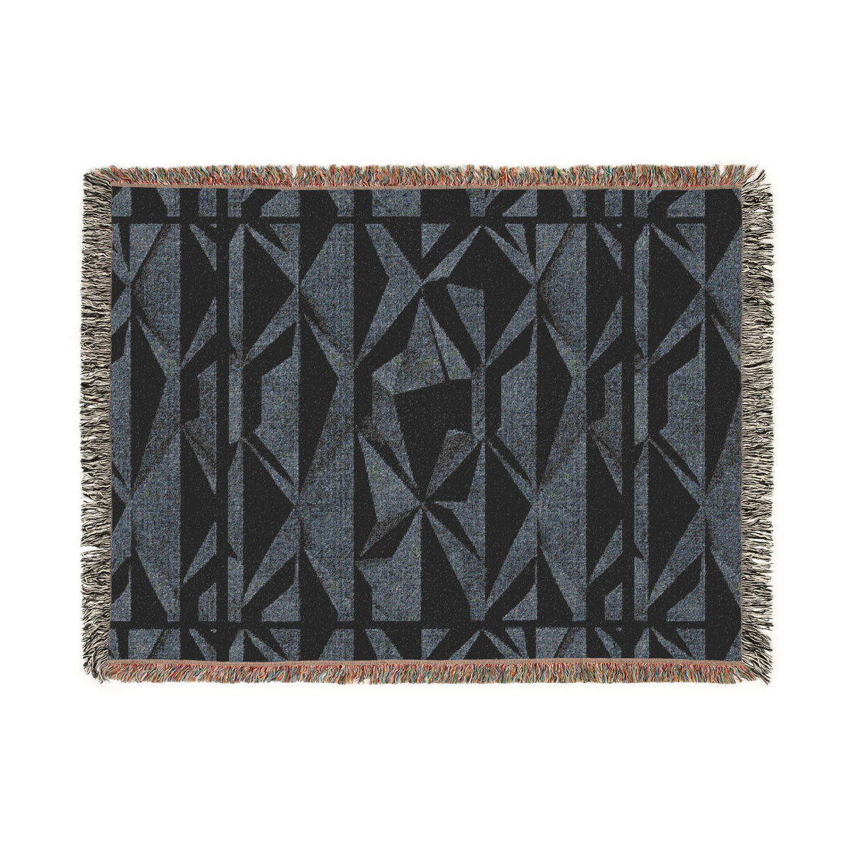 Geometric Deer Woven Blanket — Rustic Woodland Throw for Cabin, Camp, Outdoors
