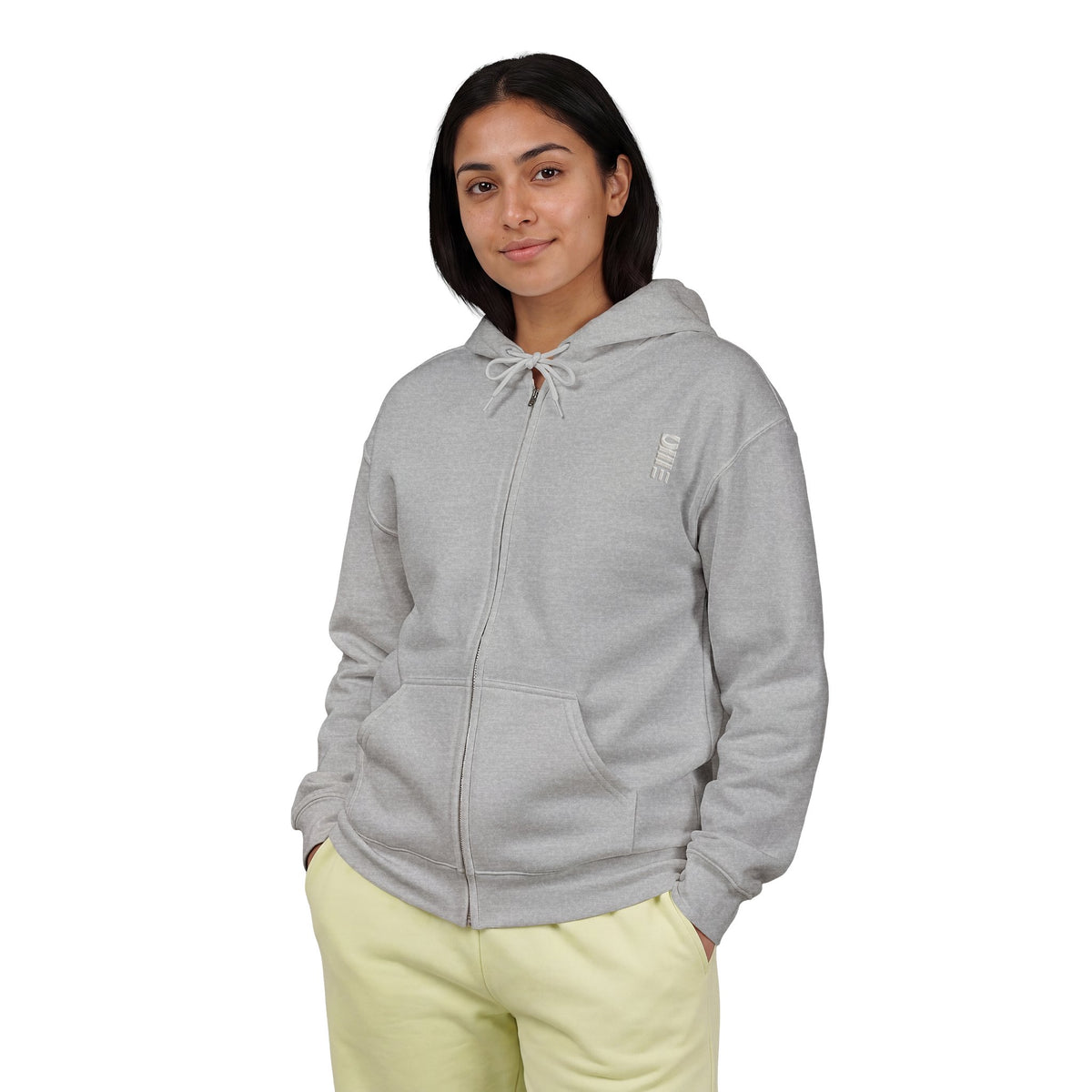 Full-Zip Midweight Hoodie — Multi-Color Minimal Graphic