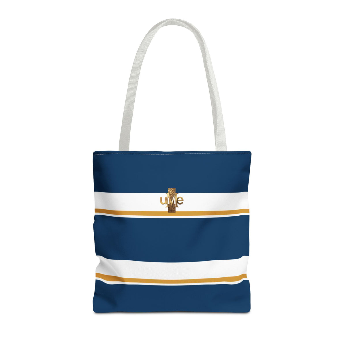 LIVE Cross Tote Bag — Navy & White Stripes with Gold Motif