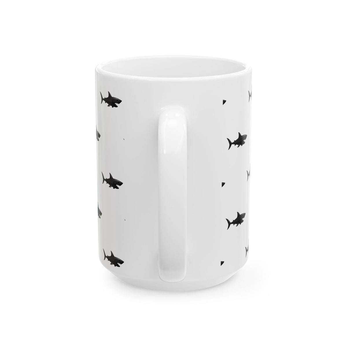 Shark Pattern Ceramic Mug – Black Shark Silhouette Coffee Cup (11oz, 15oz)