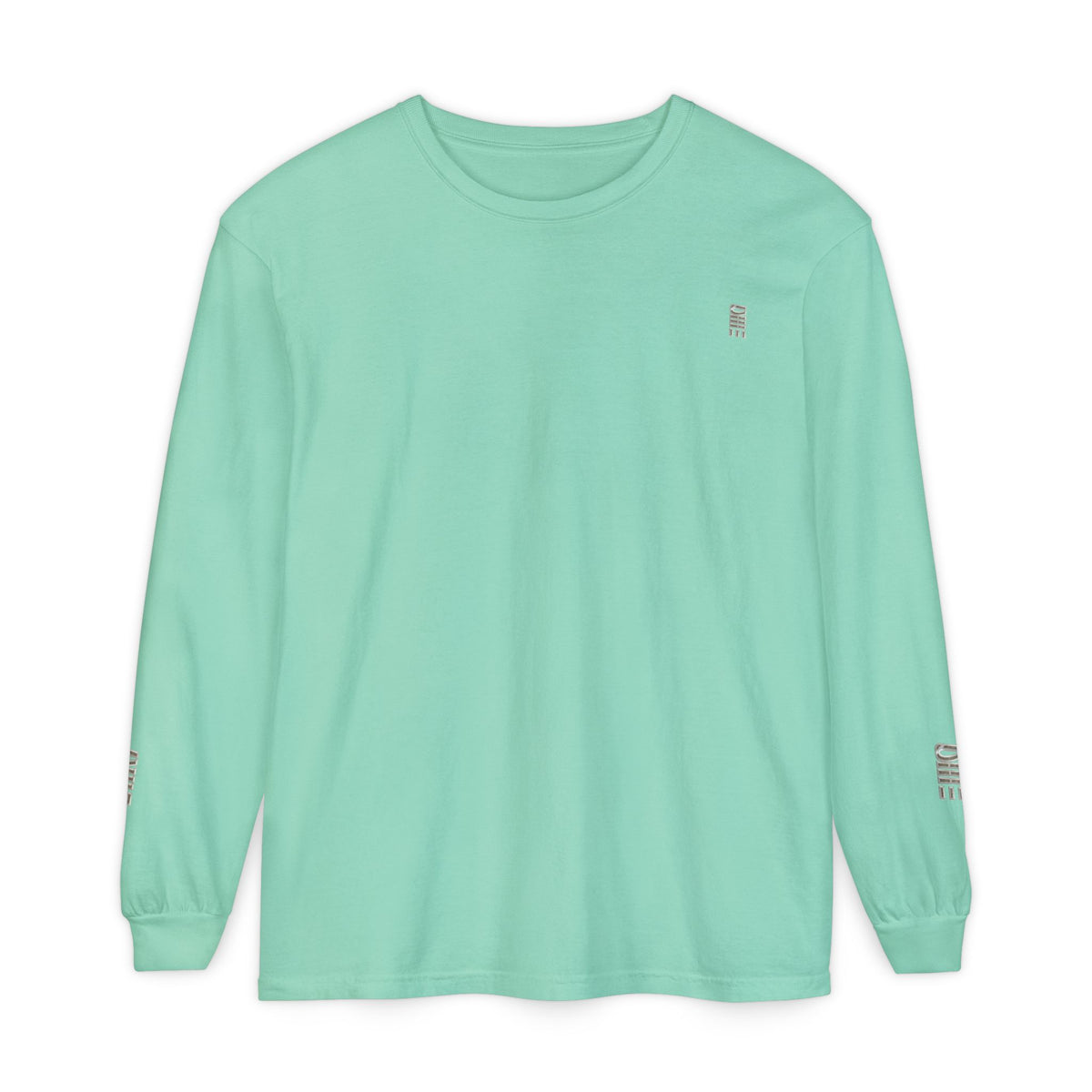 Garment-Dyed Long-Sleeve T-Shirt — Multi-Color Minimal Graphic