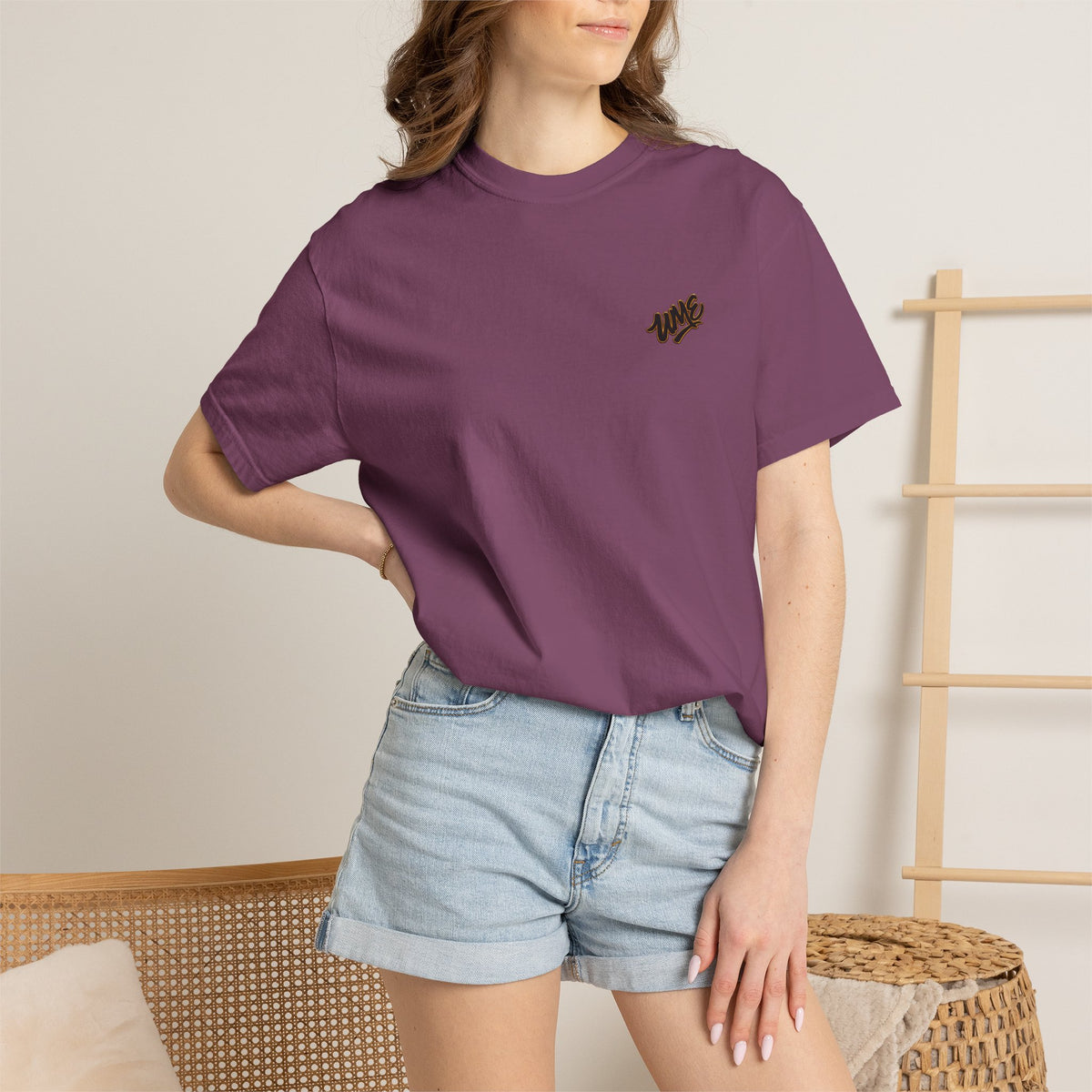 Garment-Dyed Heavyweight Tee — UME Black Logo Front & Back