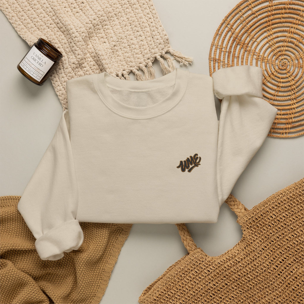 Crewneck Sweatshirt — UME Black Logo All-Over Print