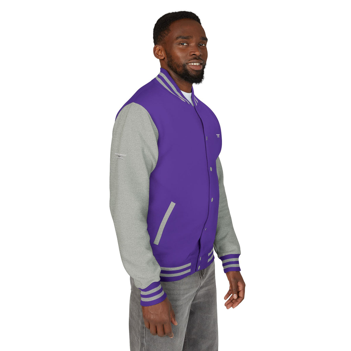 Black and White Varsity Jacket with Winged Logo