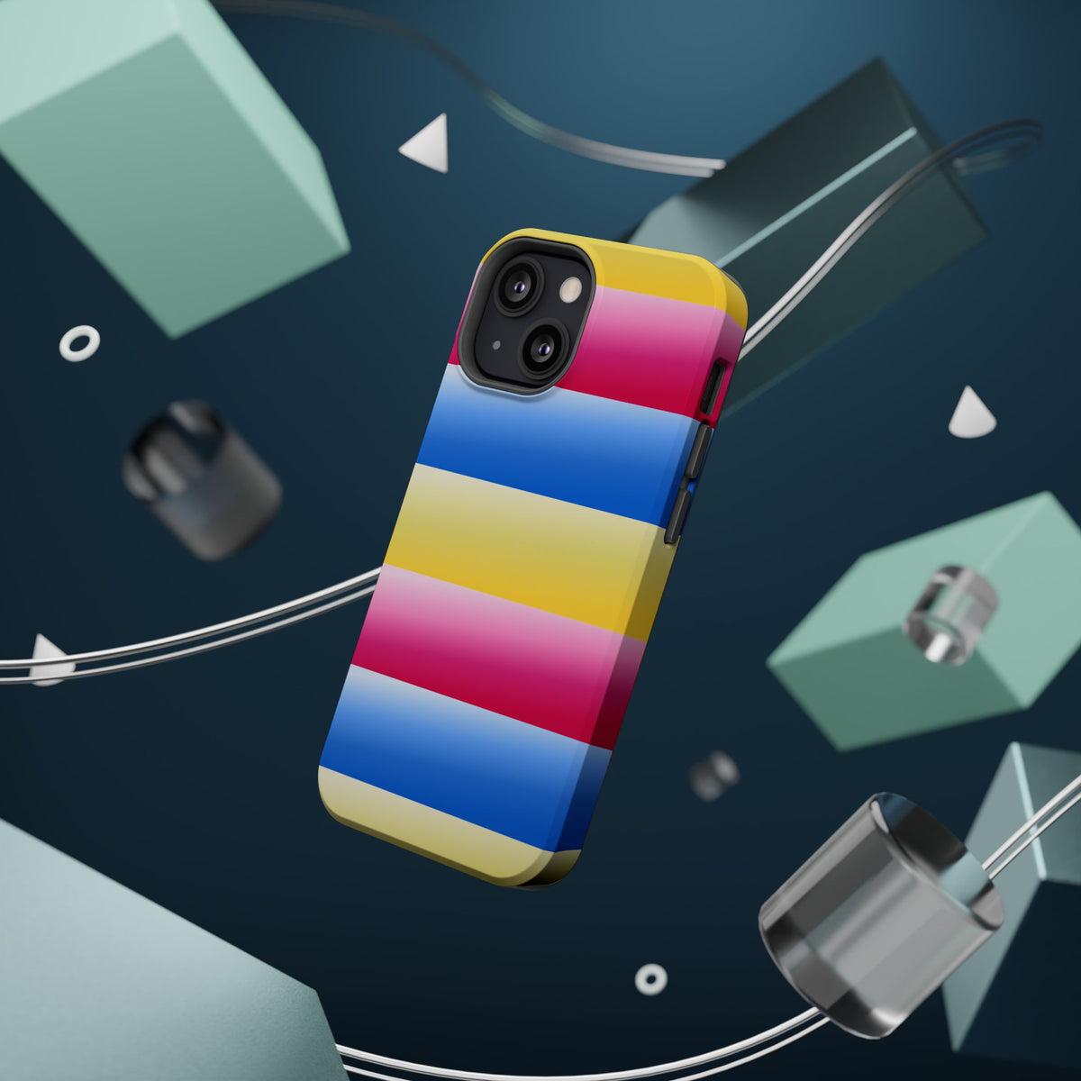 Striped Magnetic Impact-Resistant Phone Case — Colorful Pink Blue Yellow Protection