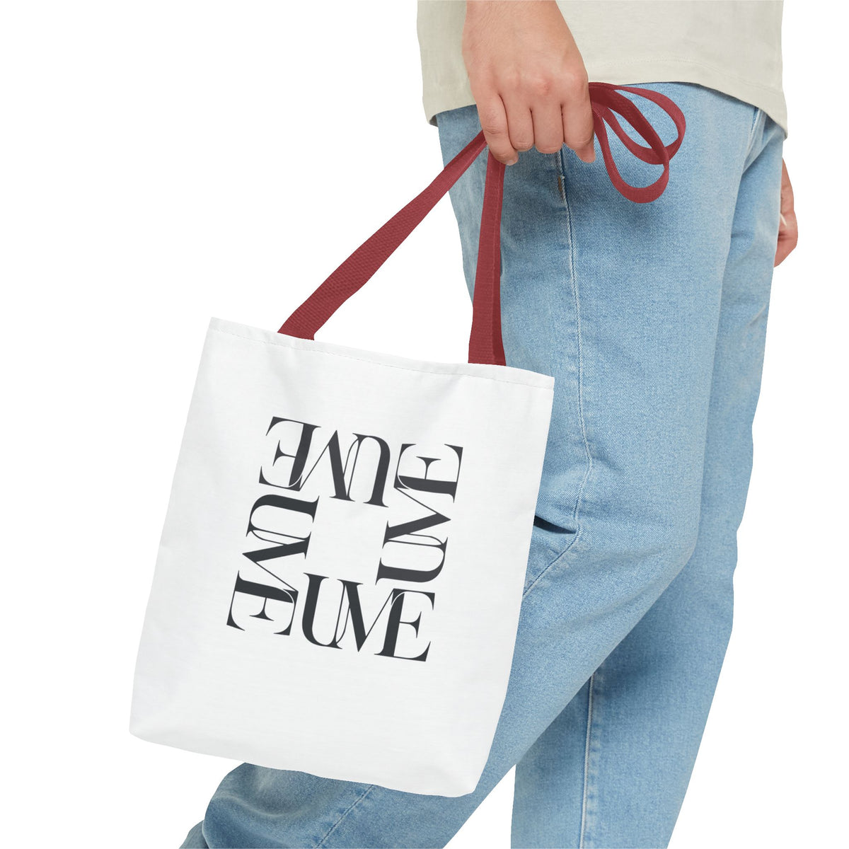 UME Square Typography Tote Bag — White