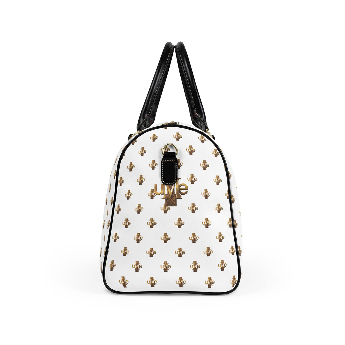 Faux-Leather Travel Bag — White and Gold Weekender