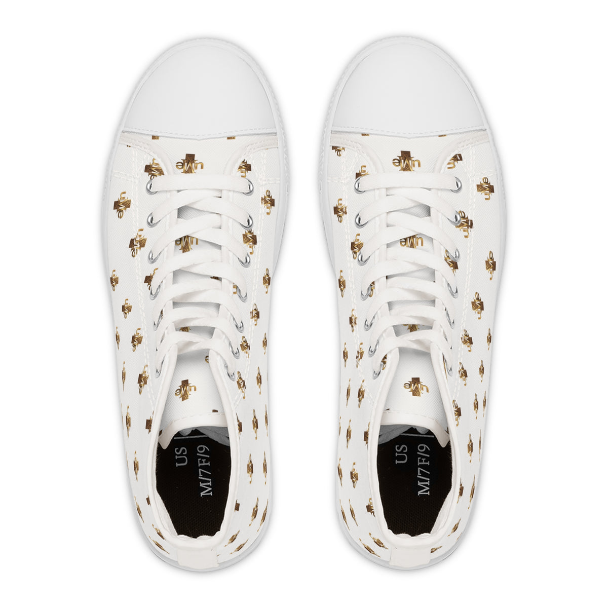 Women’s High-Top Sneakers — White All-Over Print