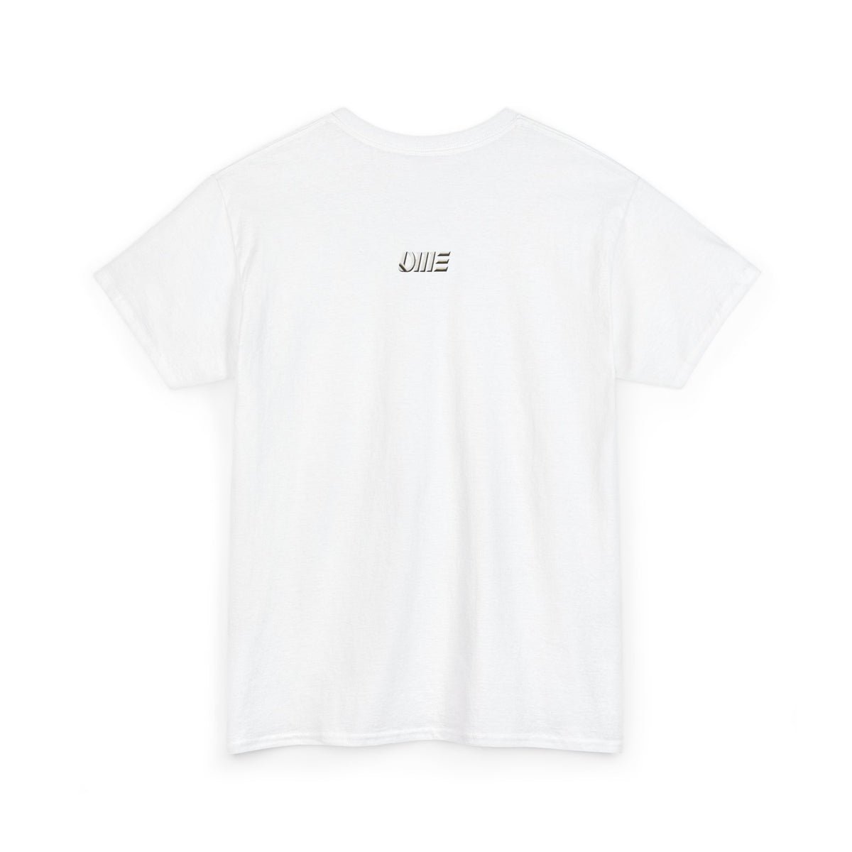 Minimalist string design Fish Tee — Small Chest Fish & Back 'OWE' Graphic