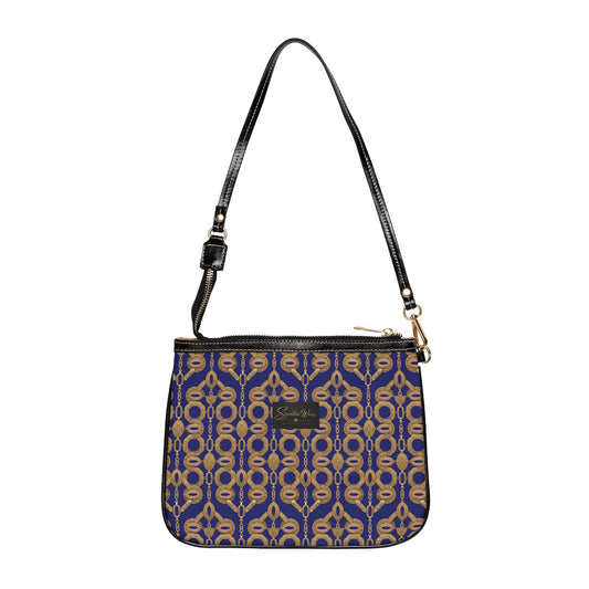 Chain Link Shoulder Bag – Royal Blue | Vintage Pattern Crossbody Purse