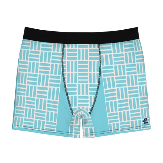 AOP Men’s Boxer Briefs — Aqua Geometric Grid Print