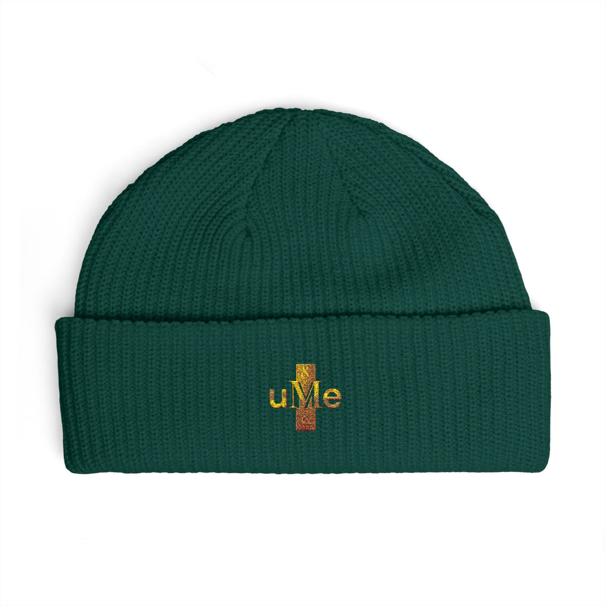 Ribbed Cuff Beanie — Multi-Color Gold Embroidered Hat