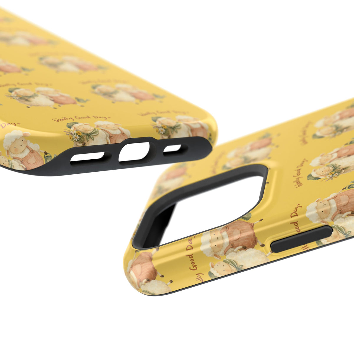 "Woolly Good Day" Phone Case — Yellow Sheep Pattern Magnetic Impact-Resistant Cover