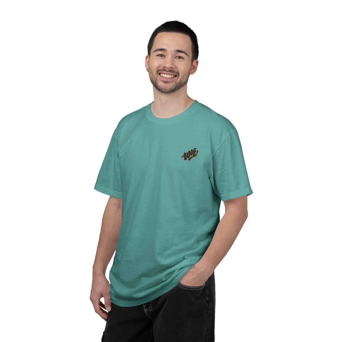 Garment-Dyed Heavyweight Tee — UME Black Logo Front & Back