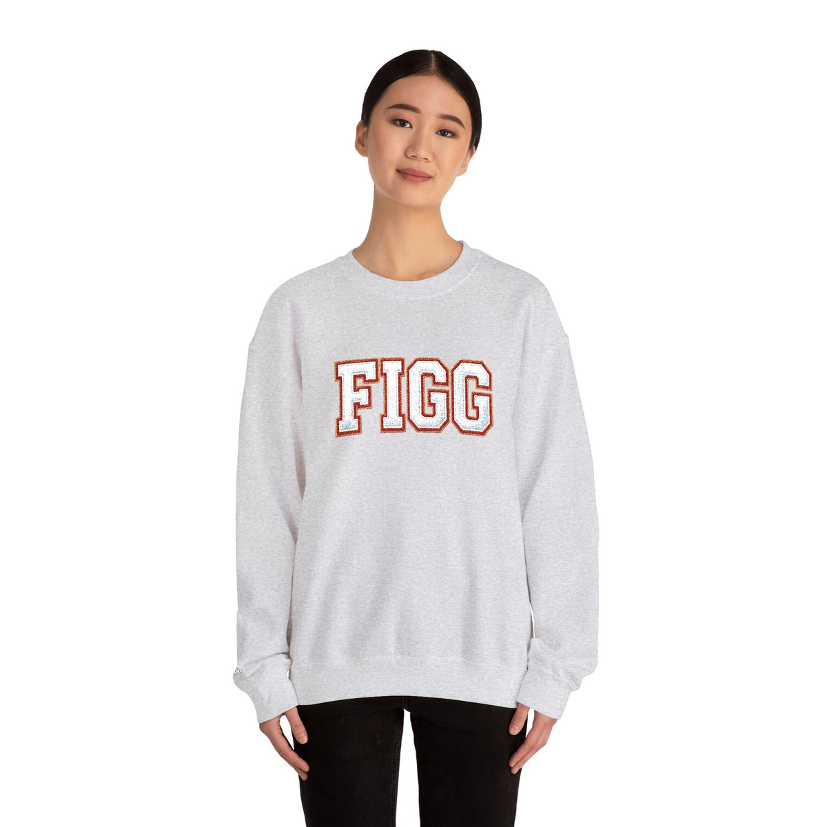 FFiGG Embroidered Collegiate Crewneck — Sport Grey, Black & More Colors
