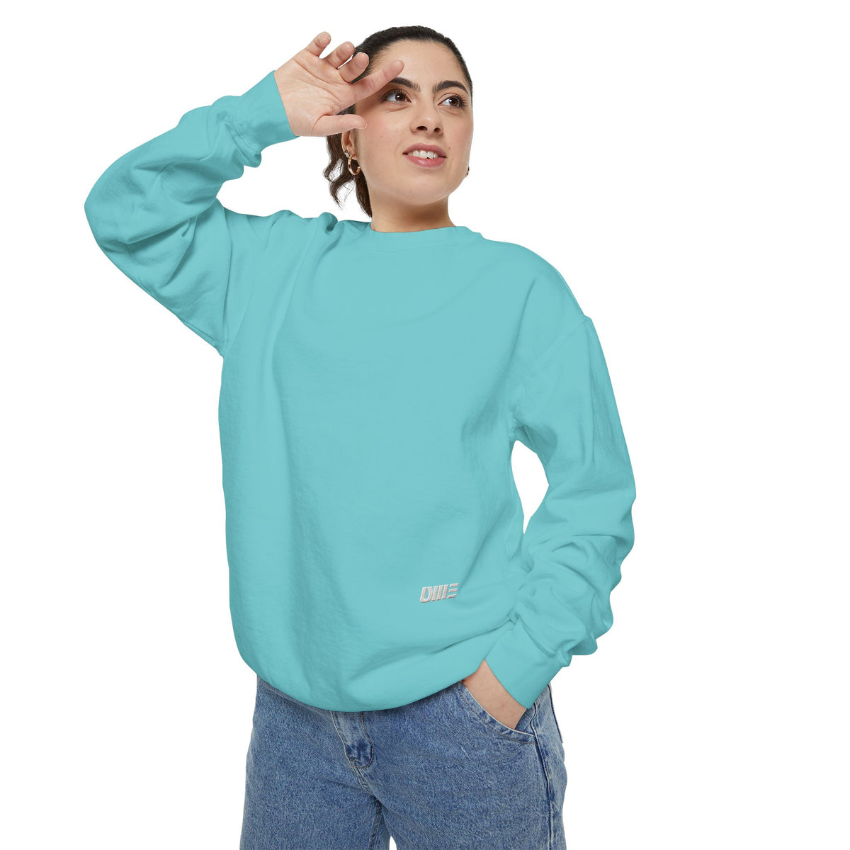 Garment-Dyed Crewneck Sweatshirt — Multi-Color Minimal Graphic