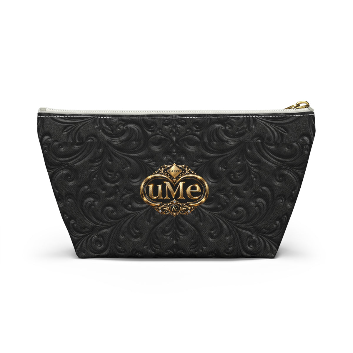 Black UME Gold Crest Accessory Pouch — All-Over Print