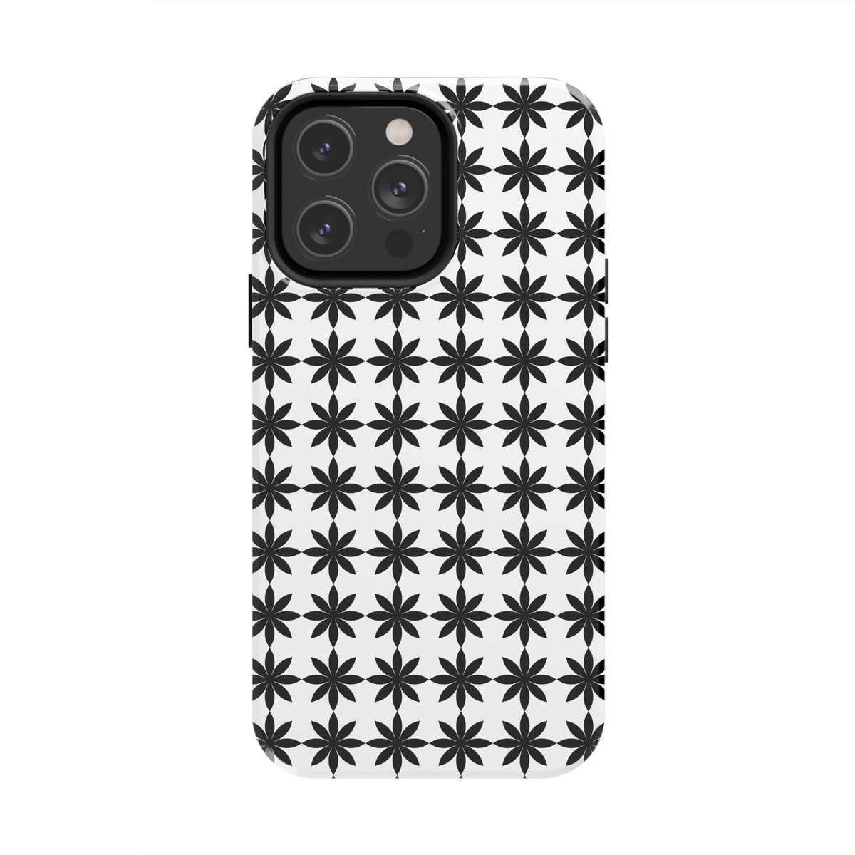 Tough Phone Case — Black & White Geometric Star Pattern