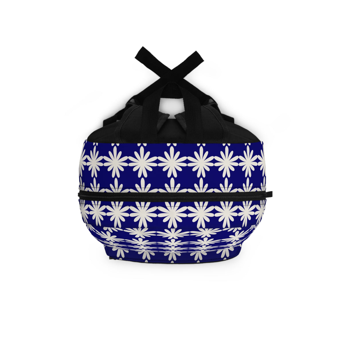 Navy Daisy Pattern Backpack — Floral Geometric School & Travel Bag