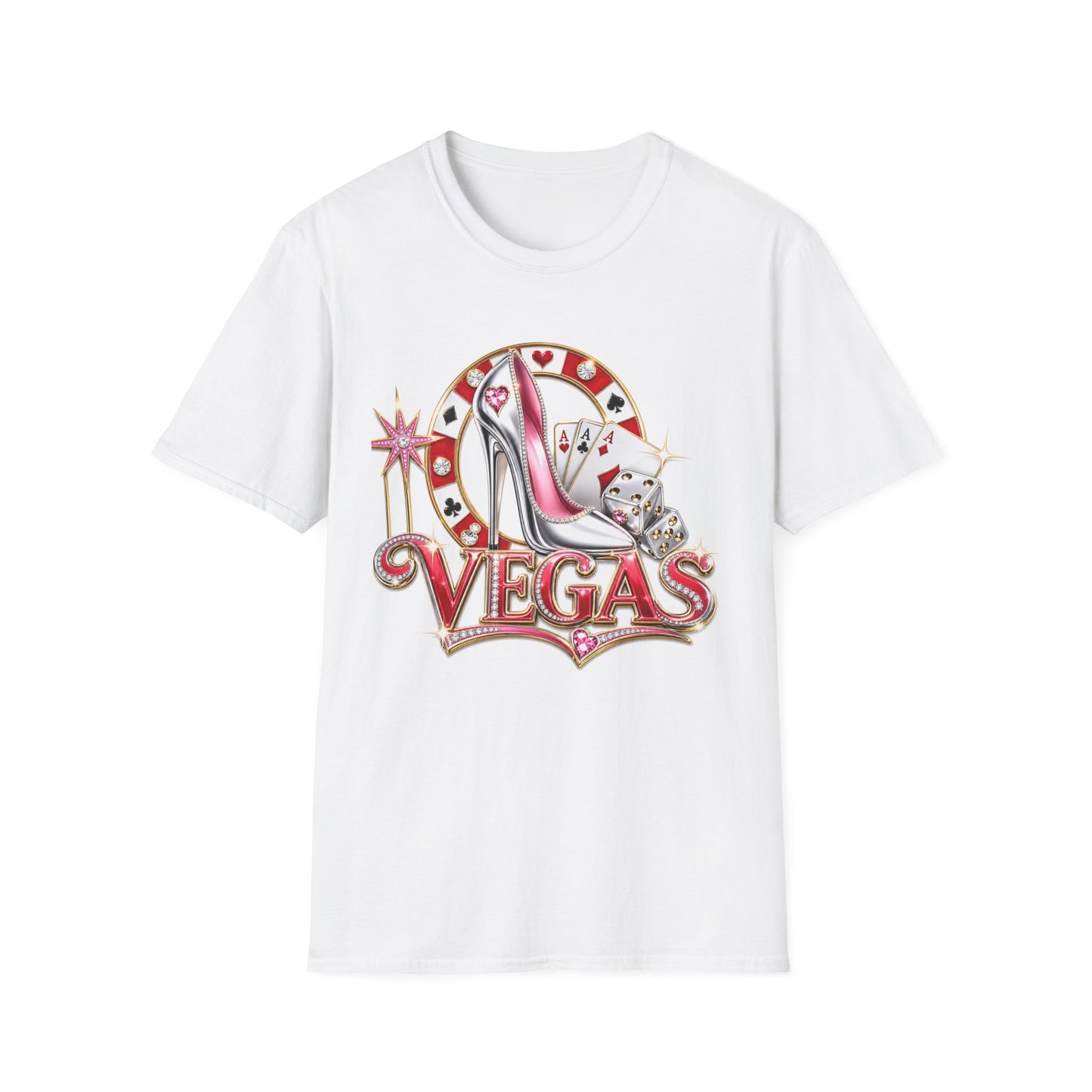 Las Vegas Casino Heels T-Shirt – Retro Vegas Cards & Dice Graphic