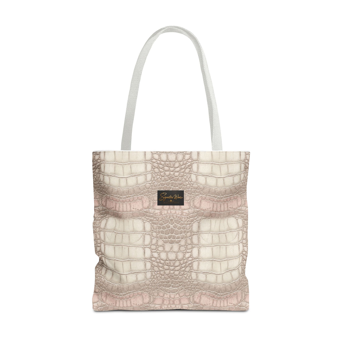 Croc Emboss Tote Bag — Blush Pink Crocodile Texture AOP Tote