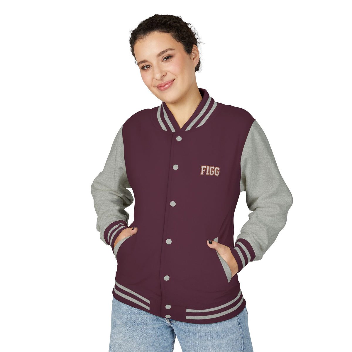 FIGG Letterman Jacket — Burgundy, Black, Navy & Bright Colors