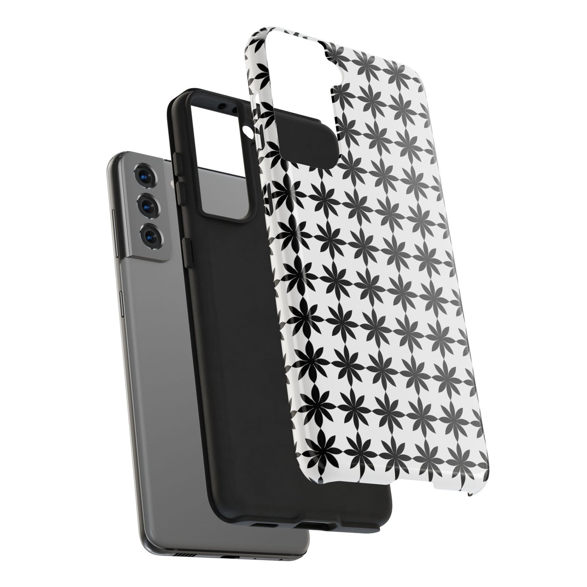 Tough Phone Case — Black & White Geometric Star Pattern