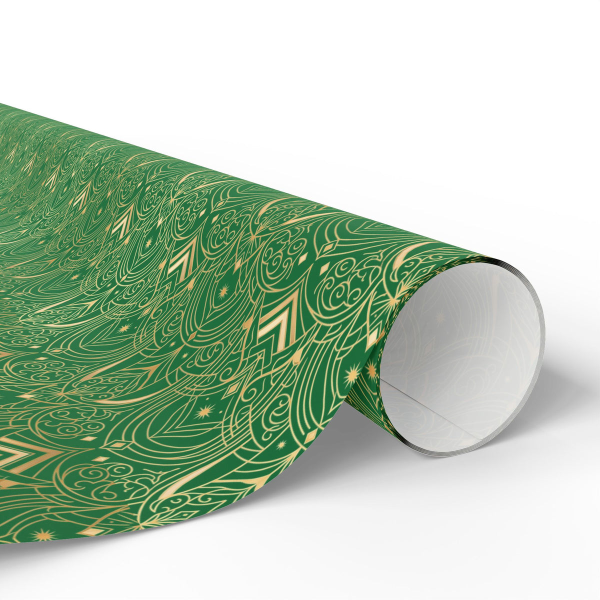 Festive Green & Gold Wrapping Paper Roll — Elegant Holiday Gift Wrap