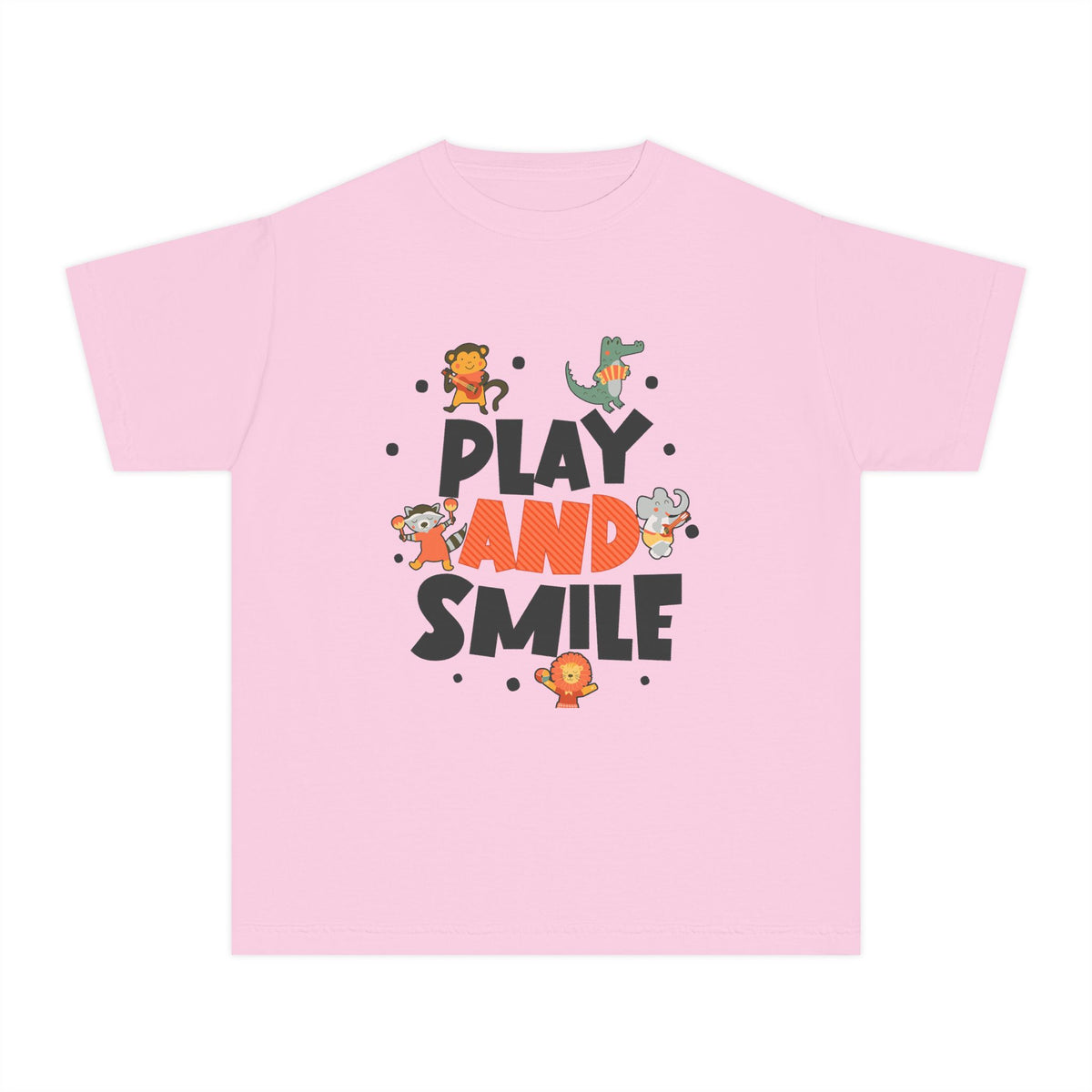 Play and Smile Youth Tee — Cute Animal Playtime Kids T‑Shirt